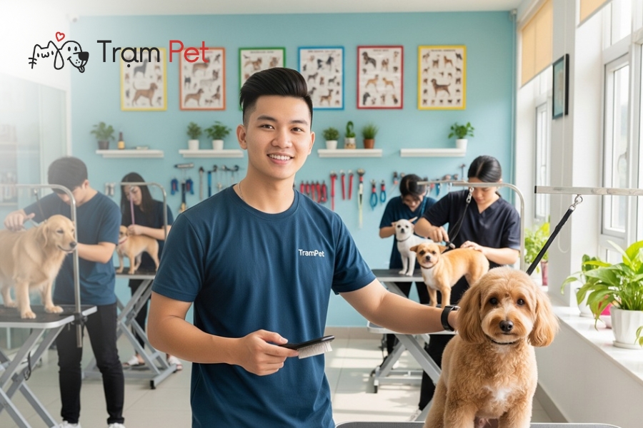 Chi phí học grooming chó tại Trạm Pet dao động từ 8-15 triệu đồng